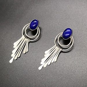 Lapis Lazuli Oval Circle Paddle Fringe Post Navajo